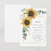 Cartons Réponse Mariage floral de tournesol Eucalyptus (Devant / Derrière)