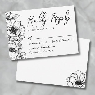 Cartons Réponse Mariage Floral Dessiné à la Main