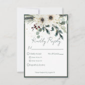 Cartons Réponse Mariage Floral d'hiver des baies rustiques (Devant)