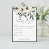 Cartons Réponse Mariage Floral d'hiver des baies rustiques (Debout devant)