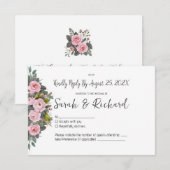 Cartons Réponse Mariage floral doux (Devant / Derrière)
