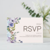 Cartons Réponse Mariage floral Dusty Blue Lilac Boho (Debout devant)