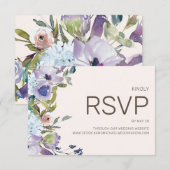 Cartons Réponse Mariage floral Dusty Blue Lilac Boho (Devant / Derrière)