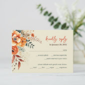 Cartons Réponse Mariage floral élégant (Debout devant)