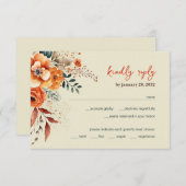 Cartons Réponse Mariage floral élégant (Devant / Derrière)