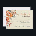 Cartons Réponse Mariage floral élégant<br><div class="desc">Créée pour coordonner avec notre collection "Elégant Mariage floral d'automne", cette élégante carte de mariage botanique RSVP présente une belle aquarelle fleurie dans des tons chauds qui captent l'essence de l'automne. Facilement modifiable pour ajouter votre date d'échéance de réponse et vos options de repas pour créer un complément unique pour...</div>