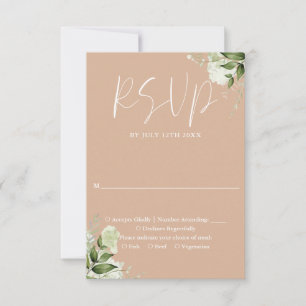 Cartons Réponse Mariage Floral Élégant avec Feuillage Brun