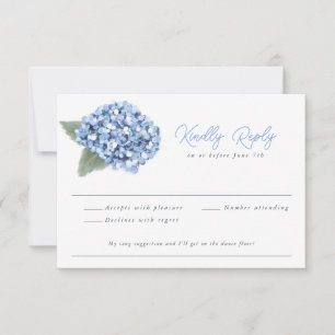 Cartons Réponse Mariage Floral Élégant avec Hydrangeas Bleues