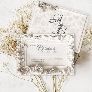 Cartons Réponse Mariage Floral Élégant Baroque Vintage Victorien