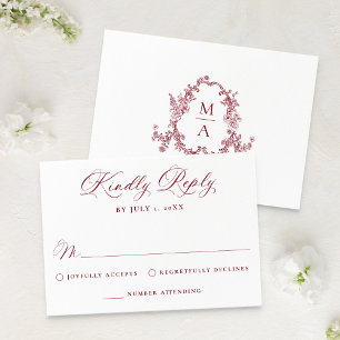 Cartons Réponse Mariage Floral Élégant Bourguignon Victorien