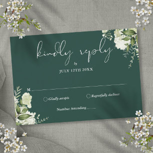 Cartons Réponse Mariage Floral Élégant Émeraude Verdure