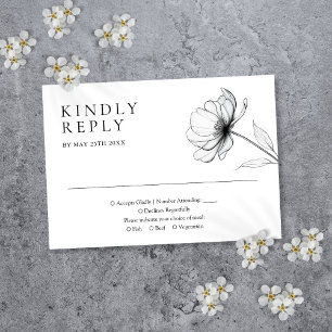 Cartons Réponse Mariage Floral Élégant Minimaliste