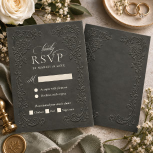 Cartons Réponse Mariage Floral Élégant Vintage Style Gaufrage