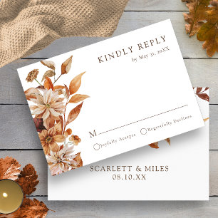Cartons Réponse Mariage Floral en terre cuite blanche