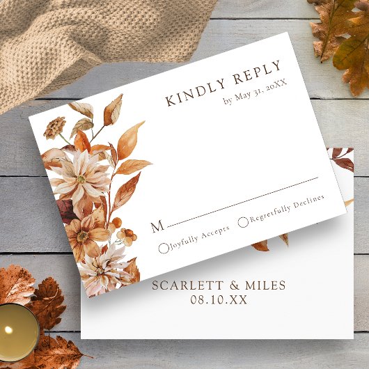 Cartons Réponse Mariage Floral en terre cuite blanche