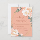 Cartons Réponse Mariage floral en terre cuite Blush Peach Gold (Devant)