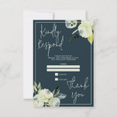 Cartons Réponse Mariage floral enchanté de nuit bleue (Devant)