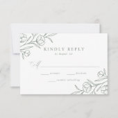 Cartons Réponse Mariage floral esquissé (Devant)