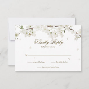 Cartons Réponse Mariage Floral Fleur Blanche Élégant