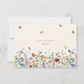 Cartons Réponse Mariage Floral Fleur sauvage rustique (Dos)