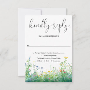 Cartons Réponse Mariage Floral Fleurs Sauvages Aquarelle