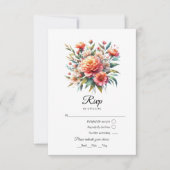 Cartons Réponse Mariage Floral Fuzz pêche (Devant)