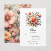 Cartons Réponse Mariage Floral Fuzz pêche (Devant / Derrière)