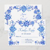 Cartons Réponse Mariage Floral Garland (Devant / Derrière)