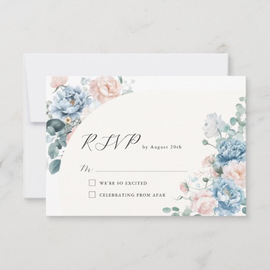 Cartons Réponse Mariage floral géométrique Dusty (Devant)