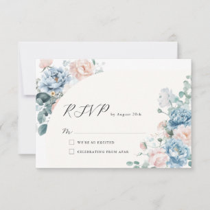 Cartons Réponse Mariage floral géométrique Dusty