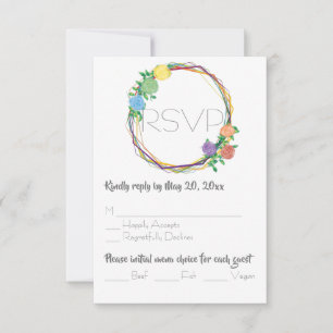 Cartons Réponse Mariage floral géométrique Rainbow moderne