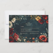 Cartons Réponse Mariage floral gothique victorien (Devant)