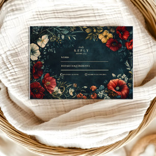 Cartons Réponse Mariage Floral Gothique Victorien