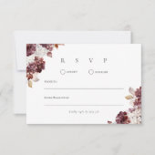 Cartons Réponse Mariage Floral Hydrangea Bourgogne (Devant)