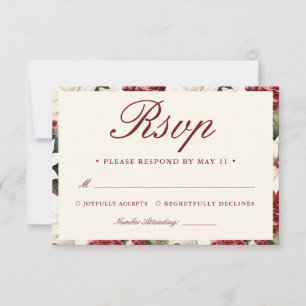 Cartons Réponse Mariage Floral Ivoire de Style Bourgogne Moderne