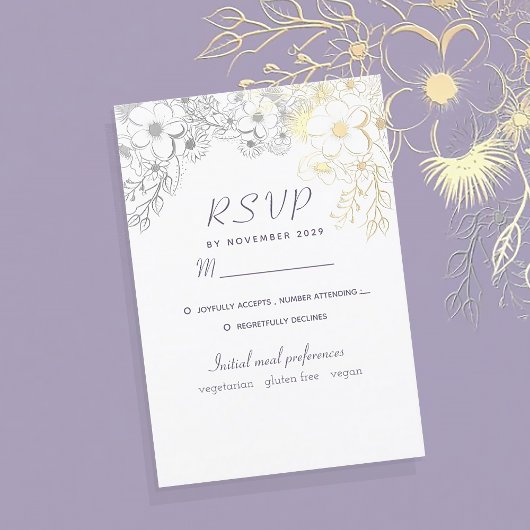 Cartons Réponse Mariage floral lavande