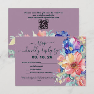 Cartons Réponse Mariage Floral Magenta Audacieux