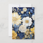 Cartons Réponse Mariage floral marine, blanc et or (Dos)