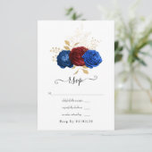 Cartons Réponse Mariage floral marine, rouge et or (Debout devant)
