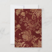 Cartons Réponse Mariage floral marine, rouge et or (Dos)