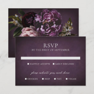 Cartons Réponse Mariage Floral Maximaliste Violet Élégant