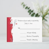 Cartons Réponse Mariage floral moderne | Rouge profond et argent (Debout devant)