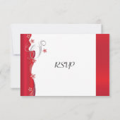 Cartons Réponse Mariage floral moderne | Rouge profond et argent (Dos)