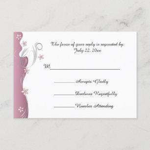 Cartons Réponse Mariage floral moderne Tourmaline rose et argent