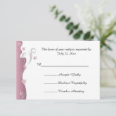 Cartons Réponse Mariage floral moderne | Tourmaline rose et argent (Debout devant)