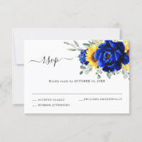 Mariage Floral Moderne Tournesol Rustique Bleu Roy