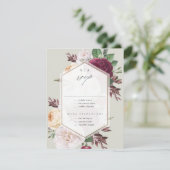 Cartons Réponse Mariage Floral Monogramme (Debout devant)