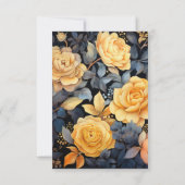 Cartons Réponse Mariage floral noir et or (Dos)