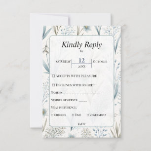 Cartons Réponse Mariage Floral Nordique Élégant Minimaliste Saphyr