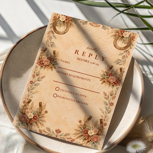 Cartons Réponse Mariage floral occidental en terre cuite